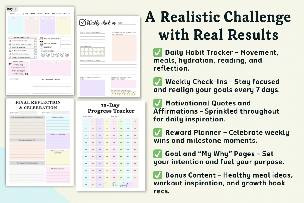 75 Day Soft Challenge: A Guided Journal & Tracker for Women to Build Habits